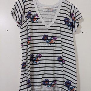 Antropologie t.la Striped Floral Tunic Top SM